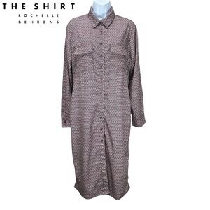 The Shirt Women’s M Burgundy Geo Print Button Front Shirt Dress
